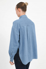 Denim Bluse in Mid Blue