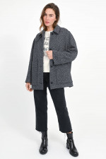 Mouliné-Kurzmantel in Grey Heather