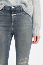 Destroyed-Jeans PEDAL PUSHER in Mittelblau