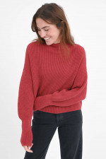 Strickpullover mit Alpaka Anteil in Cherry Red