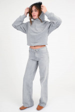 Hoodie mit Ballonsaum in Grau