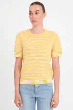 Gestreiftes Crinkle-Shirt in Gelb/Weiß
