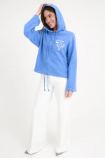 Hoodie mit Kaktus-Stickerei in Blau