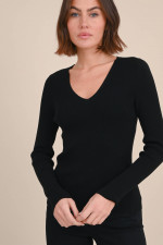 Feinstrick Pullover in Schwarz