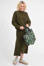 Midi-Rock aus Wolle in Khaki