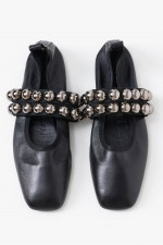 Leder Ballerina mit Chrom-Details in Black