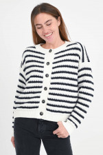 Gestreifte Strickweste in Weiß/Navy