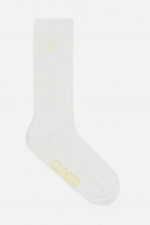 Hohe Socken mit Logo-Detail in Ivory/Gelb