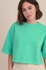 Denim T-Shirt in Grün