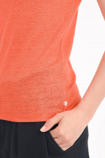 Leinen-Shirt mit V-Ausschnitt in Washed Red
