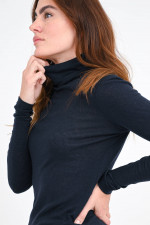 Turtleneck Shirt aus Lyocell-Woll-Mix in Navy