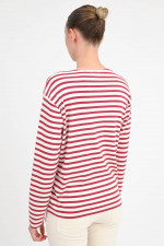  Gestreiftes Langarmshirt in Rot/Creme