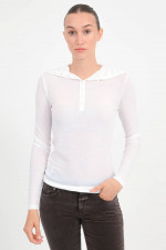 Longsleeve mit Knopfleiste in Weiß