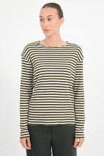 Gestreiftes Langarmshirt in Grün/Weiß