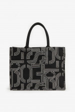 Textil Shopper mit Logo-Print in Schwarz