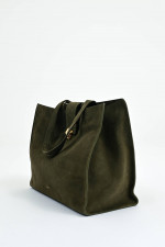 Signature Bag aus Veloursleder in Forest Green
