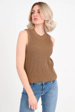 Rippstrick Top in Braun