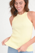 Ripp-Tanktop in Pastellgelb