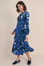 Wende-Kleid PHOENIX mit Allover Muster in Blau