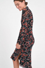 Gerafftes Kleid LILLY in Schwarz/Rot/Weiß