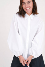 Bluse mit voluminösen Ärmeln in Weiß