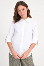 Bluse aus Popelin mit spitzem Kragen in Weiß