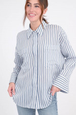 Gestreifte Oversize-Bluse in Blau/Weiß