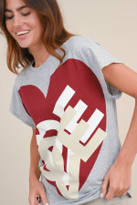 T-Shirt mit Print in Grau