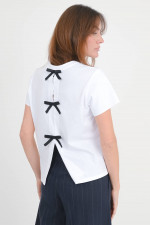 Shirt mit Schleifen-Details in Weiß/Schwarz
