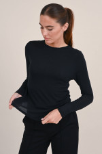 Shirt aus Modal und Cashmere in Schwarz