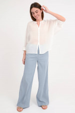 Bluse aus Ramie-Tencel-Mix in Weiß