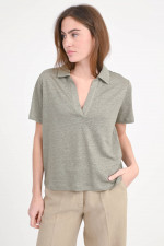 Leinen-Polo TROMS in Khaki