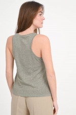 Leinen-Tank-Top in Khaki