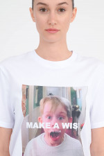 T-Shirt mit MAKE A WISH-Schriftzug in Weiß