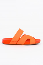 Leder Pantoletten NAPPA ARANCIO in Neonorange