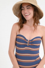 Bandeau-Badeanzug AMIRAL in Navy/Braun/Creme
