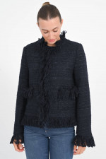 Fransenjacke aus Tweed in Navy