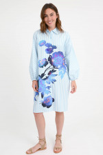 Gestreiftes Kleid HOSES mit Blumen-Print in Blau