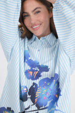 Gestreiftes Kleid HOSES mit Blumen-Print in Blau