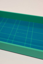 Tablett aus Holz in Türkis/Blau