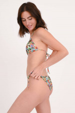 Triangel-Bikini mit Blumenprint in Multicolor/Weiß