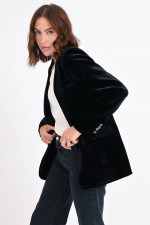 Samtblazer aus Seide-Mix in Schwarz