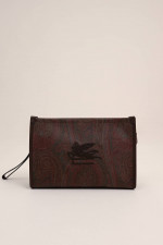 Clutch mit Paisley Print in Braun