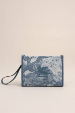 Jaquard Clutch mit Muster in Hellblau/Weiß