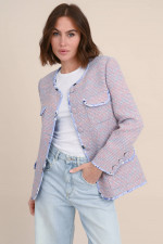 Tweed-Jacke in Rosa/Hellblau