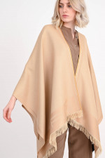 Cape aus Seide/Cashmere-Mix in Beige