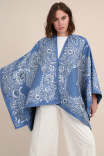 Cape mit Peysley-Muster in Blau
