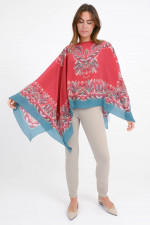 Poncho/Cape aus Seide mit Paisley-Print