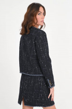 Minirock aus Tweed-Bouclé in Schwarz/Blau