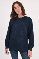 Sweatshirt mit Stickerei in Dunkelblau